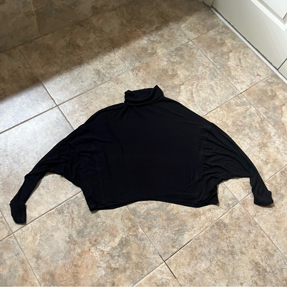 Free People We The Free Alameda Top S cowlneck Dolman Long Sleeve Black Ribbed - Picture 10 of 10